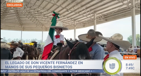 Bisnietos de don Vicente Fernández, anfitriones de charreada de niños, exclusiva de Ahtziri Cárdenas Camarena.